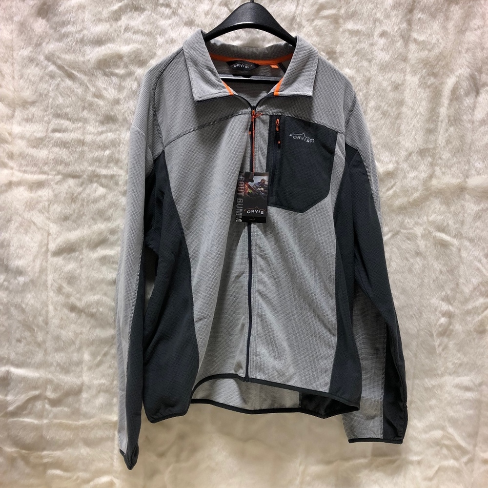 Mens XXL Orvis Trout Bum Grey Full Zip
